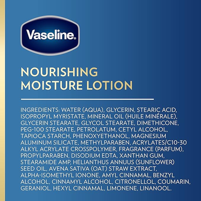 Vaseline Nourishing Moisture Body Lotion Hand & Body Lotion Pack of 12 for Dry Skin made with Ultra-Hydrating Lipids & Pure Oat Extract 3.4 oz