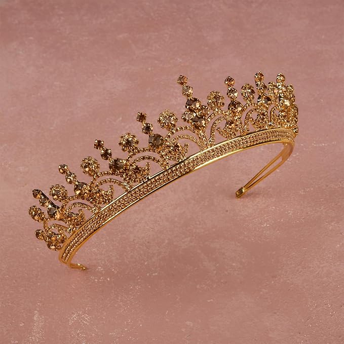 LIMELIA Women's Tiara for Henna Wedding Party|Glitter Hair Accessories for Bridal Birthday Pageant Prom Halloween Cos-play Christmas Party|Queen-Honey
