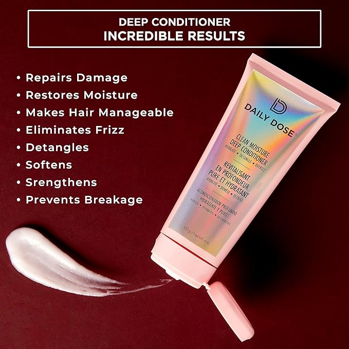 DAILY DOSE Moisturizing Duo: Leave-In Conditioner Detangler Spray + Deep Conditioner, Hair Mask/Masque - Detangles, Repairs, Restores Dry, Damaged, Color Treated Hair for All Hair Types