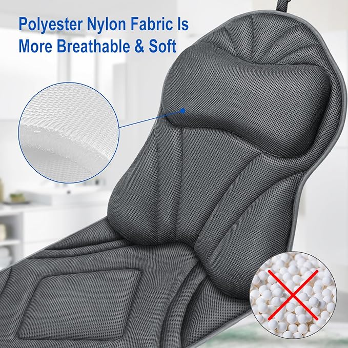 Full Body Bath Pillow for Bathtub, Luxury Bath for Women Thick Bathtub Cushion for Soaking Tub with Laundry Bag, Bathtub Pillow Luxury Bathtub Pillows for Spa (Grey)