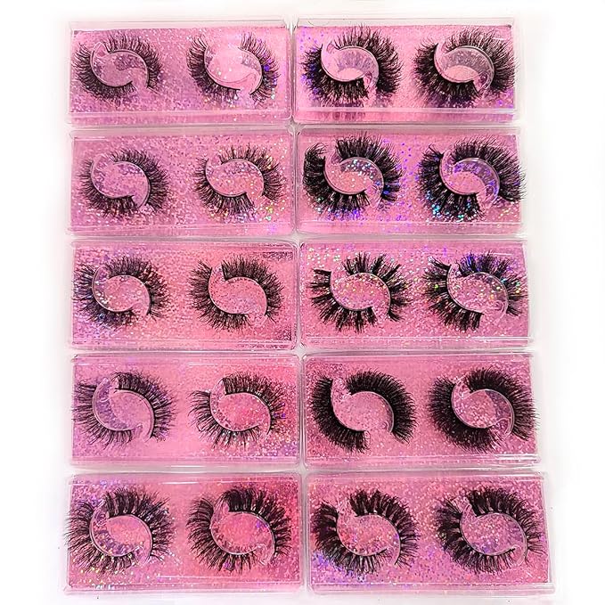 Fluffy False Eyelashes 12-15mm Natural Look Lashes 10 Styles Faux Mink Lashes Bulk Total 20 pairs