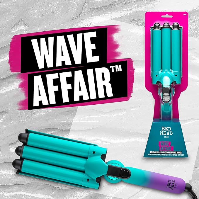 Bed Head Wave Affair Jumbo 3 Barrel Hair Waver | Quick Styling, Serious Hold, & Less Heat Damage | Heat Protectant Glove Included for Easy, Custom Styling
