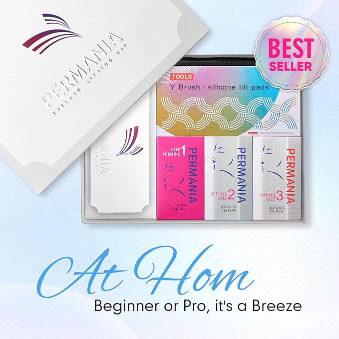PERMANIA Lash Lift Kit, Lash Perm Kit, Fast Eyelash Lifting 5 Minutes DIY at Home with Strong Glue Disposable Sachet Lash Lifting Kit Last 6 Weeks (15pcs）