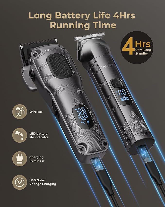 Hair Clippers for Men Professional, Cordless Hair Clippers for Hair Cutting, Mens Clippers and Trimmers Set, Electric Hair Trimmer for Men with Package Box