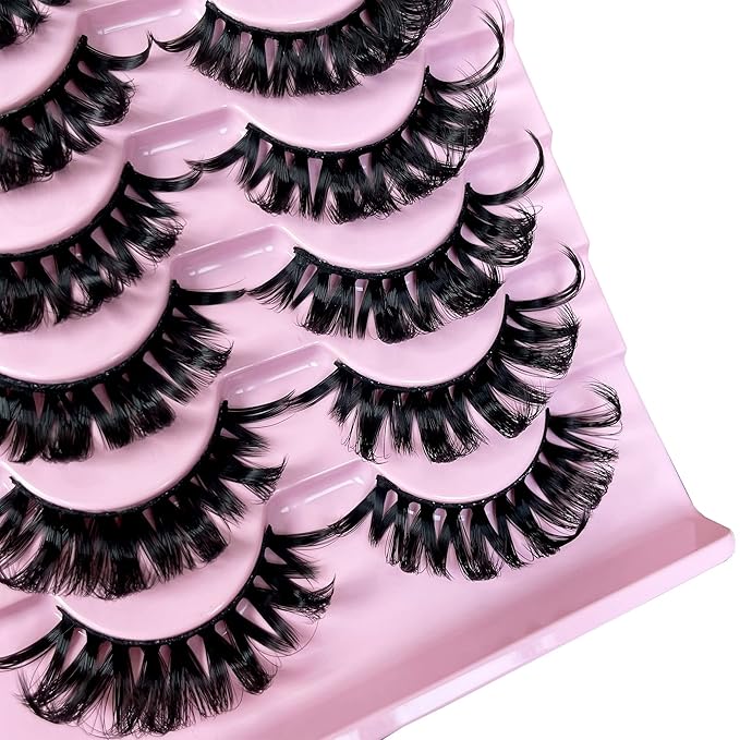 Russian D Curl Strip Lashes Fluffy False Eyelashes Natural Lashes 15-20mm Fake Lashes Pack Volume Eye Lashes 10 Pairs Faux mink lash Multipack