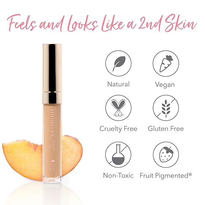 100% PURE 2nd Skin Concealer (Fruit Pigmented), Shade 5, Full Coverage, Lightweight, Liquid Concealer for Face, Under Eyes, Vegan Makeup (For Medium-Tan Skin w/Neutral Tan Undertones) - 0.17 Fl Oz