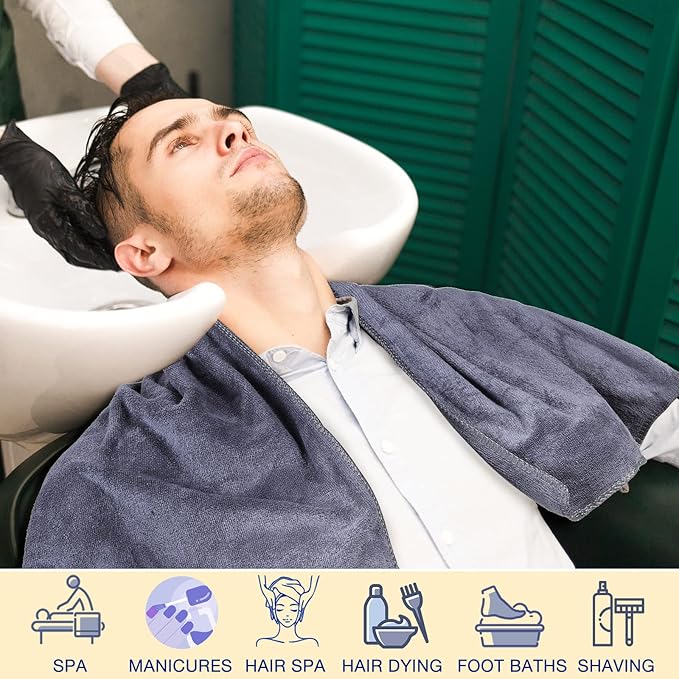 Newwiee 72 Pack Microfiber Bleach Proof Towels Bulk for Salon 18 x 30 Inch Dry Lint Free Hair Drying Hand Towels for Hair, Gym, Bath, Spa, Shaving, Barber(Grey)