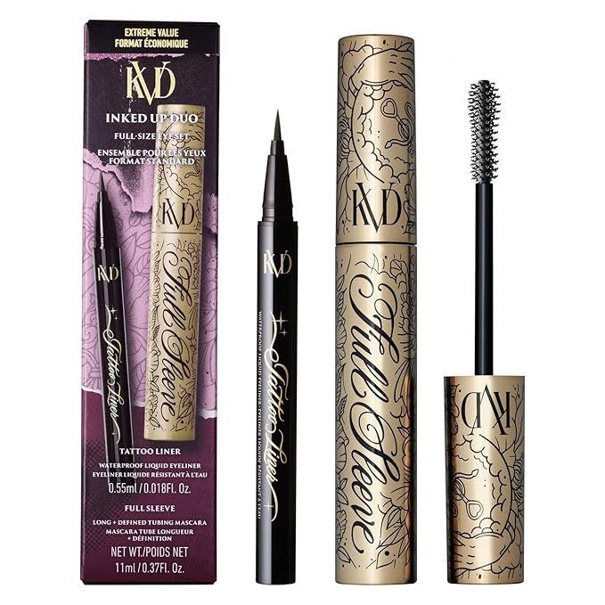 KVD Beauty Full Sleeve Tubing Mascara and Tattoo Waterproof Liquid EyeLiner Set of [2] Full Size Boxed Set