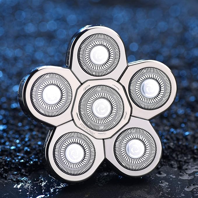 Silvery Men's Electric Shaver Replacement Heads Electric Razor Blade Replacement Head 6 Blades Head Shaver replacement Bald Shaver Head Blade