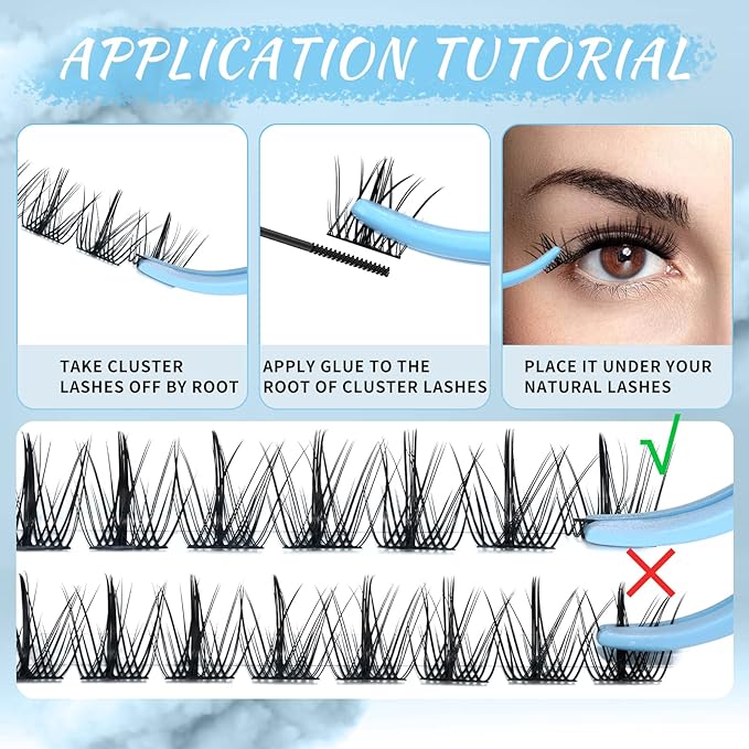 84 Pcs Cluster Lashes Eyelash Clusters DIY Eyelash Extensions Individual Lashes Thin Band & Soft(Breeze,D-8-16mix)