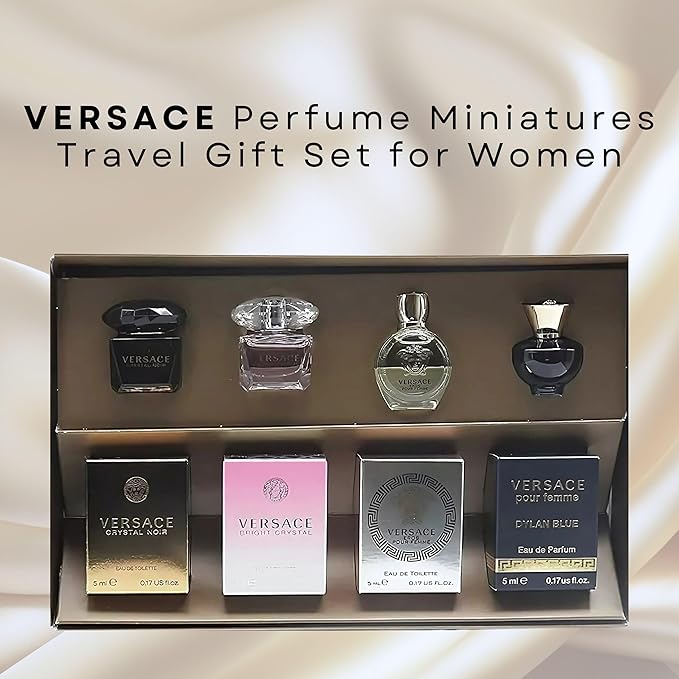 Versace Gifts & Sets Womens Mini Set (Crystal Noir/Bright Crystal/Eros Pour Femme EDT, Pour Femme Dylan Blue EDP)