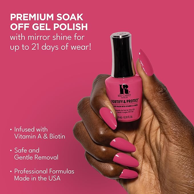 RC Red Carpet Manicure Kit Fortify & Protect Kit - Soak Off Gel Polishes for Long-Lasting, Vibrant, Professional Quality, High Shine, Chip-Resistant (Lovers Bundle).