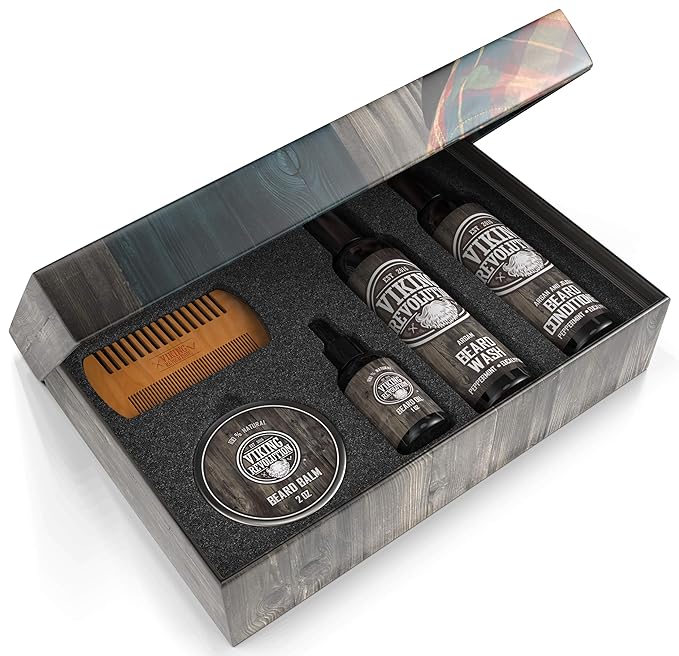 Ultimate Beard Care Conditioner Kit - Beard Grooming Kit for Men Softens, Smoothes and Soothes Beard Itch- Contains Beard Wash & Conditioner, Beard Oil, Beard Balm and Beard Comb- Classic Set