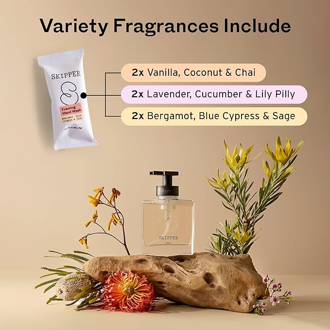 Tirtyl Skipper Foaming Hand Soap Tablet Refills - 12 Pack - 96 fl oz total (12x 8 fl oz) - Rebranded - Compostable Packaging - Variety Fragrance Pack