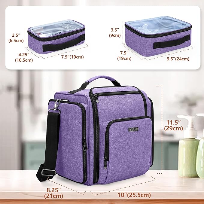 BAFASO Large Travel Toiletry Bag with 4 Removable Pouches, Multifunctional Makeup Bag Hair Bag for Toiletry and Makeup Supplies, Purple