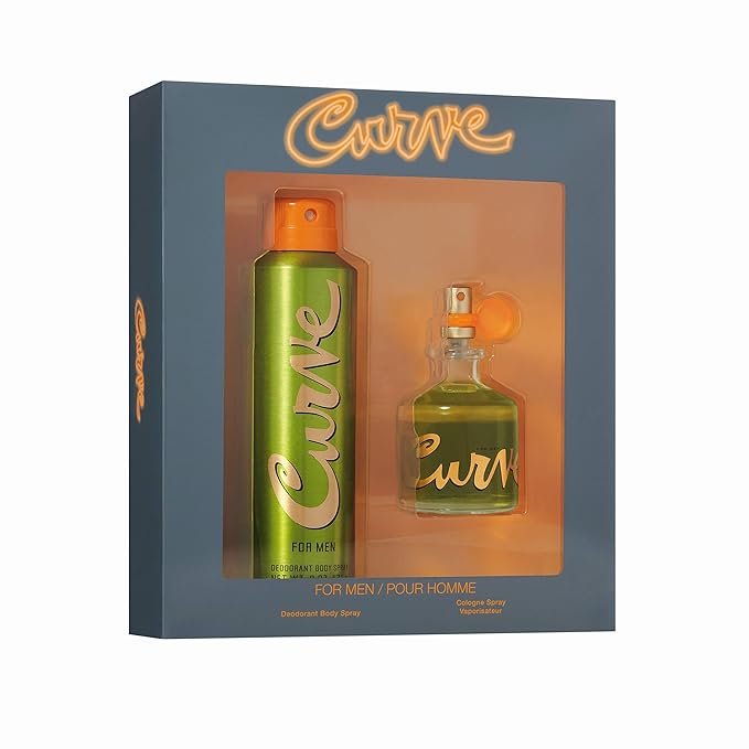 Curve Curve for Men, Men's Fragrance 2 Piece Gift Set, 2.5 Fl. Oz. Eau De Cologne and 6.0 Oz Deodorant Spray, 2 Count