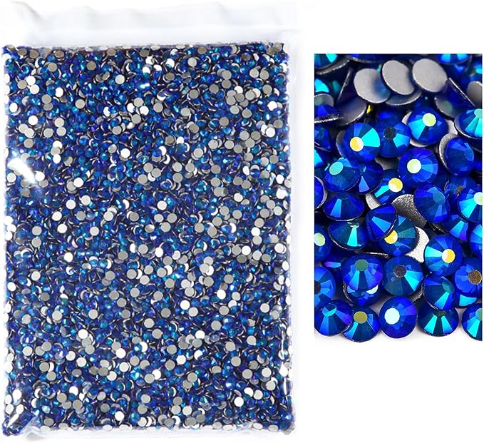 Blinginbox Flatback Rhinestones Bulk,14400pcs Crystal Round Loose Gemstones Glass Rhinestones for Crafts Makeup Nail Art Clothes Shoes DIY Decorations(SS20,4.6-4.8mm,Sapphire AB)