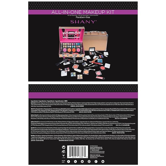 SHANY Carry All Makeup Train Case with Pro Makeup Set, Makeup Brushes, Lipsticks, Eye Shadows, Blushes, Powders, and more - Reusable Makeup Storage Organizer - Premium Gift Packaging - Rose Gold