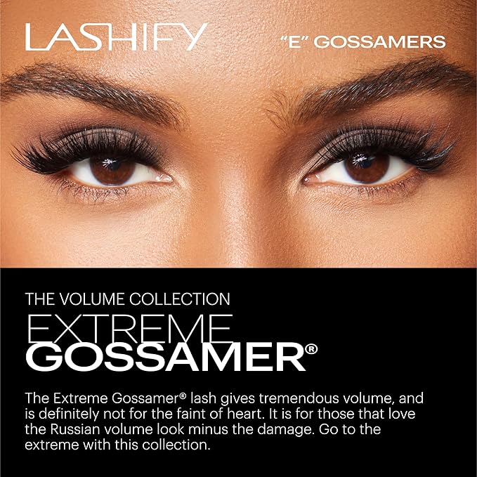 Lashify Extreme 15mm Gossamer DIY Eyelash Extensions Refill, Black, Easy False Lashes To Add Tremendous Volume