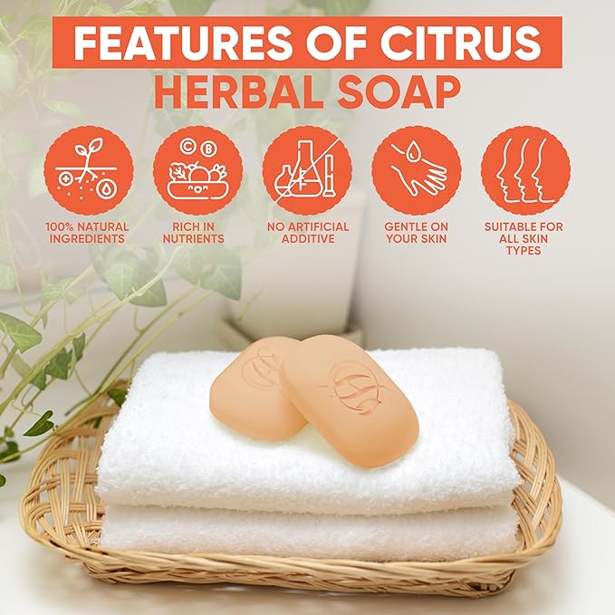 Citrus Herbal Soap | Pack of 6 of 5oz soap Bar | Ideal for Men and Women, Soothing and Nourishing Soap for Moisturization