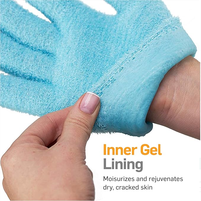 NatraCure Moisturizing Gel Heel Sleeves and Gloves - (for Dry Heels, Cracked Heels, Dry Hands and cuticles, Dry Skin) - Color: Aqua