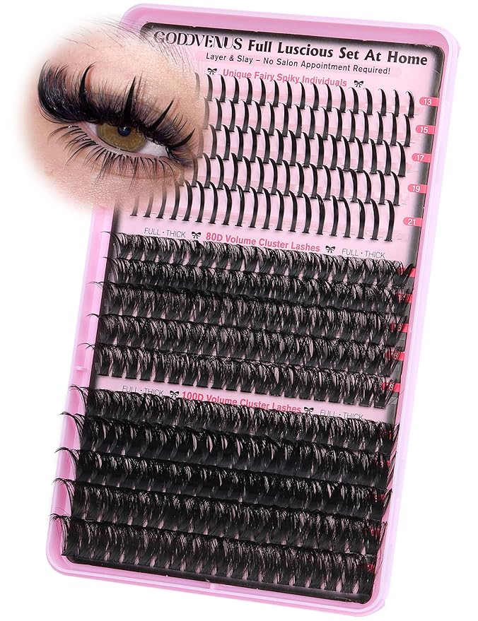 Lash Clusters With Spikes Eyelash Extensions 295Pcs DIY Salon-Level Spiky Lashes Cluster Individuals 80D 100D Cluster Eyelash Extensions D Curl 12-20MM