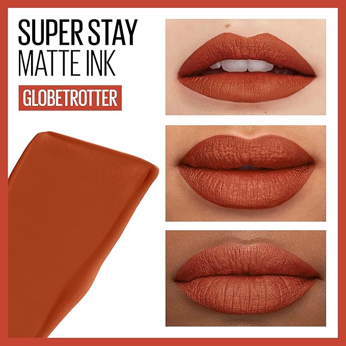 Maybelline Super Stay Matte Ink Liquid Lipstick Makeup, Long Lasting High Impact Color, Up to 16H Wear, Globetrotter, Brown Beige, 1 Count, Packaging May Vary