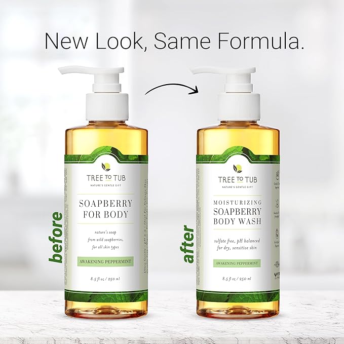 Tree to Tub Peppermint Body Wash for Sensitive Skin and Dry Skin - pH Balanced, Hydrating, Sulfate Free, Vegan Body Soap with Organic Aloe Vera