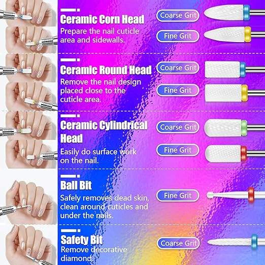 30Pcs Nail Drill Bits Set with 30 Holes Pink Holder, 3/32 Inch Tungsten Carbide Ceramic Quartz Pointed Cuticle Puntas para Drill Nails for Acrylic Gel Nail Manicure, Home Salon