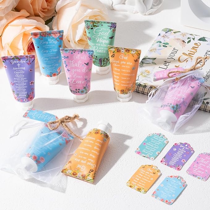 Y1tvei Mothers’ Day Christian Hand Cream Bulk Christmas Gifts for Women, 30ml Bible Verse Hand Lotion Scripture Travel Hand Lotion Gift Set for Mom Grandma Baby Shower Bridal Shower Favors, 48 Sets