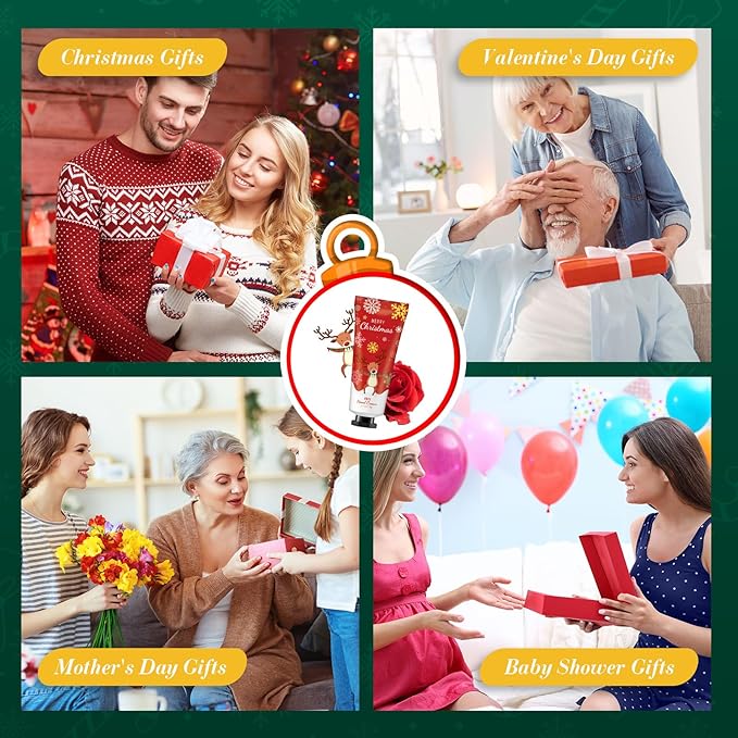 48 Christmas Hand Cream Gift Set Christmas Stocking Stuffers Hand Cream Travel Size Care Cream Bulk Mini Hand Lotion for Dry Cracked Hands Employees Colleagues Teacher Gifts