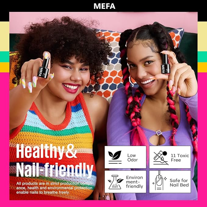 MEFA 35 Pcs Gel Nail Polish Set, 32 Colors All Seasons Collection Gel Nail Polish Blue Red Pink Nail Art Manicure DIY Salon Home Halloween Decoration Beginners Gifts for Women