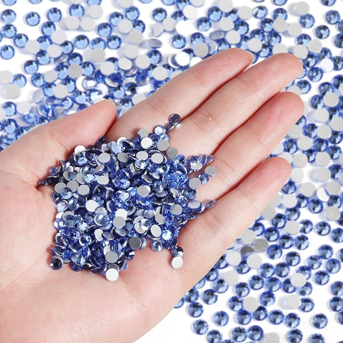 Beadsland Flatback Rhinestones Bulk, 2880pcs Light Blue Rhinestones for Nails Crafts Clothes DIY Decoration, Light Sapphire, SS30, 6.3-6.5mm