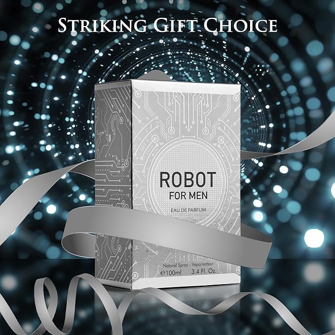 Robot for Men - Woody Aromatic Fragrance - Top Notes of Lavender, Lemon Zest & Apple - Base Scents of Lavender, Vanilla & Vetiver Nuances - Free of Paraben - Elegant 100ml Bottle, Parfume for Men