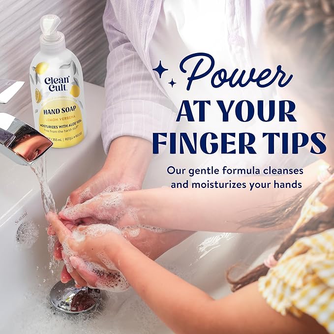 Cleancult Liquid Hand Soap Refills - Lemon Verbena - Moisturizes Dry & Sensitive Skin - Made with Aloe Vera & Essential Oils - Eco Friendly - Paper-Based Packaging - 32 oz/2 Pack