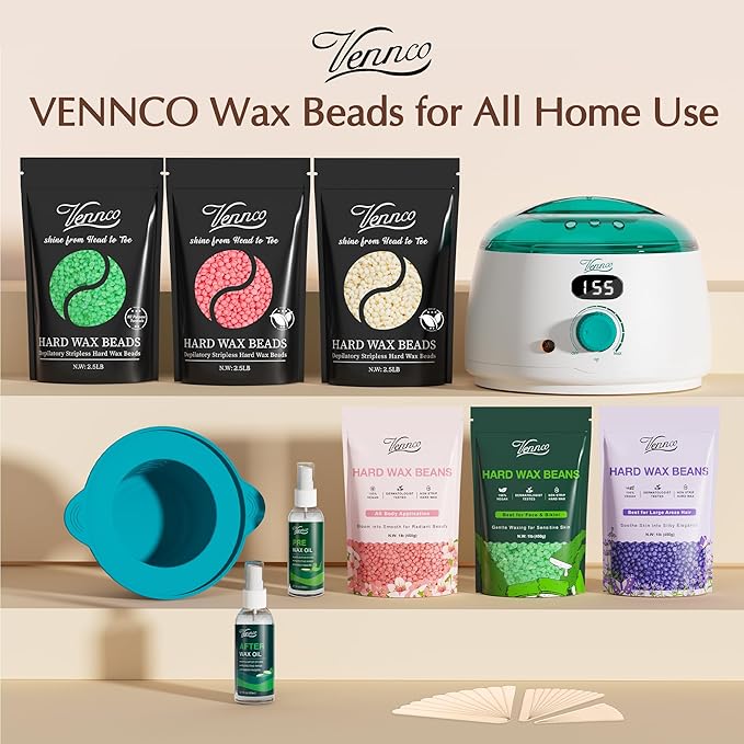 2.5lb Cream Hard Wax Beads, Premium Coconut-Infused Hair Removal Wax for Full Body - Ideal for Brazilian, Bikini, Legs, Arms, Chest, and Back