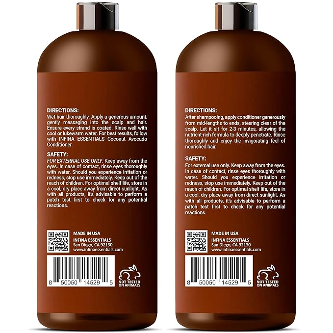 Apple Cider Vinegar Shampoo and Conditioner Set Sulfate Free for Men & Women - Itchy Scalp Shampoo w/Moisturizing Coconut Avocado Conditioner - Loc Shampoo and Conditioner for Dreads, 16 fl oz each