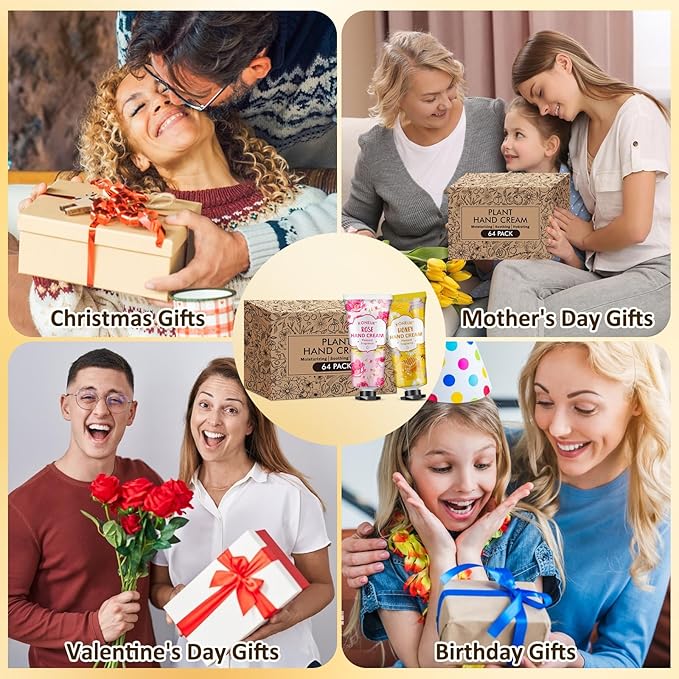 64 Pack Moisturizing Hand Cream Set For Women, Mothers Day Gifts for Mom, Bulk Hand Lotion Travel Size for Dry Cracked Hands, Mini Hand Cream for Nurse Gifts and Teacher Appreciation Gifts