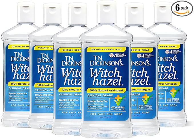 T.N. Dickinson's Witch Hazel Astringent for Face and Body, 100% Natural, 6 Count