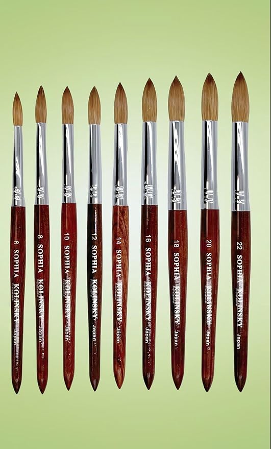 Acrylic Nail Brush Pure Kolinsky Hair Round Shape Redwood handle Size #6 to #22 Pick Your Size (SIZE #12)