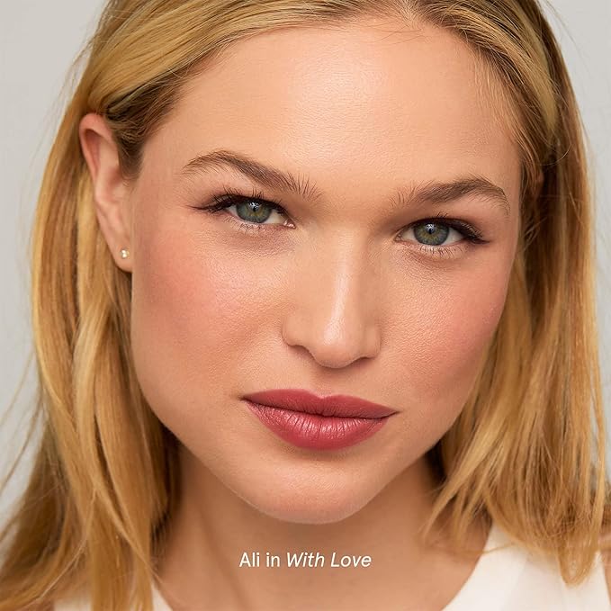 SOSHE Beauty - Ceramide Refillable Lip Silk | Sheer Hydrating, Silky, Buildable Lipstick | Ceramides, Vitamin E, Shea Butter | Cruelty-Free, Certified Plastic Negative (With Love - Warm Peach)