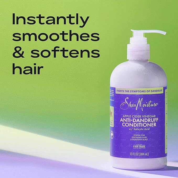 SheaMoisture Dandruff Shampoo (12 Oz) + Conditioner (12 Oz) + Pre-Wash (4 Oz) Anti-Dandruff 3pc Bundle with Salicylic Acid & Vitamin B3, Apple Cider Vinegar