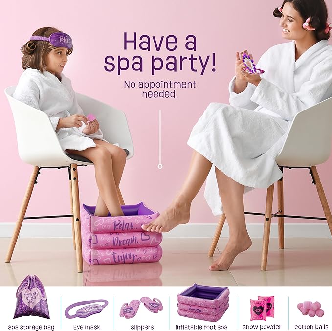 Pretty Me Spa Day Kit for Girls - Kids Manicure Pedicure Gift Set for Ages 5 to 10 - Girl Gifts - Kid Foot and Nail Kits - 6 Years Old Birthday Ideas - Children Toys Age 6-8 5-7
