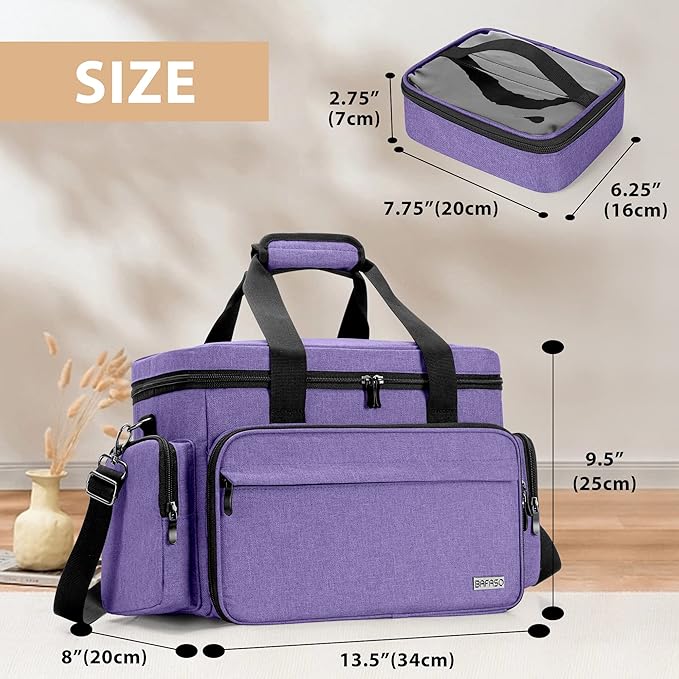 BAFASO Large Makeup Bag with 2 Removable Pouches and Detachable Dividers, Multifunctional Cosmetic Bag to Keep Makeup and Hair Supplies (Patent Pending), Purple