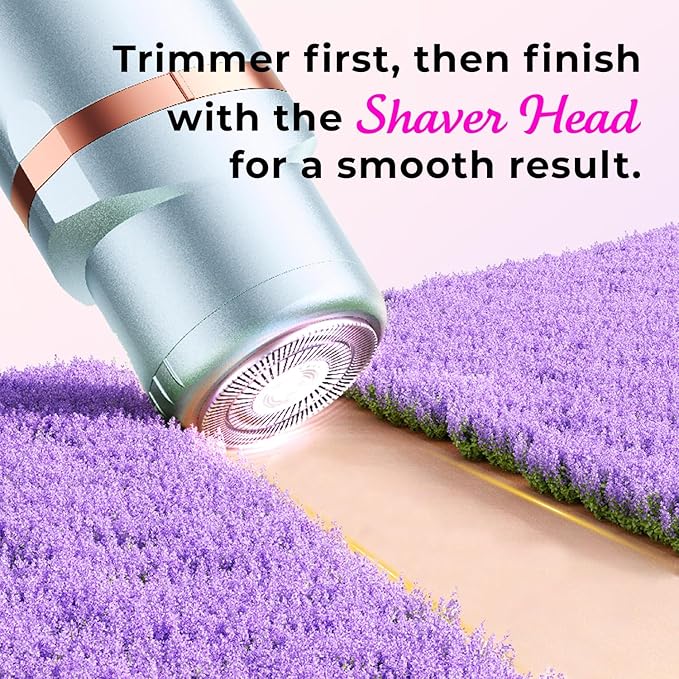 Bikini Trimmer for Women Pubic Hair: 2 in 1 Eletctric Razors for Women - Rechargeable Eletctric Shaver - IPX7 Waterproof Bikini Trimmer for Underarm Leg Arm Body (Parisian Blue)