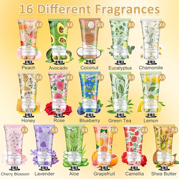 64 Pack Moisturizing Hand Cream Set For Women, Mothers Day Gifts for Mom, Bulk Hand Lotion Travel Size for Dry Cracked Hands, Mini Hand Cream for Nurse Gifts and Teacher Appreciation Gifts