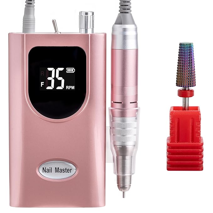 Delanie Nail Drill Rose Gold & 5-in-1 Carbide Bit Fine Grit Bundle