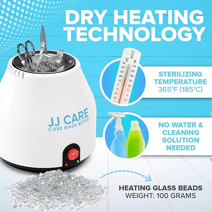 JJ CARE Nail Tool Sterilizer with Glass Beads | Implement Tweezer Disinfectant Container | Salon & Manicure Disinfectant Jar Small