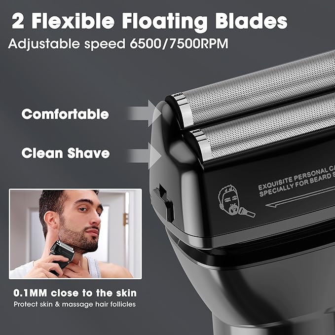 Karrte Professional Hair Clippers and Trimmer Set for Men, T-Shaper Trimmer & Foil Shaver, Nose & Ear Hair Trimmer, Cordless Clippers and Grooming Set, Hair Cutting Kit with LED Display Black