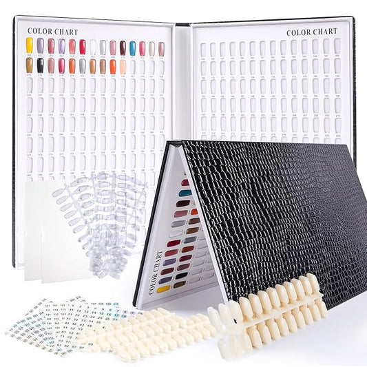 308 Colors Nail Swatches Book with 480 Nail Tips Nail Colors Book Professional Nail Display Chart Nail Gel Polish Practice Display Card Book for Nail Polish UV Gel,Nails Art Design